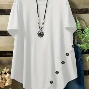 Elegant White Button-Accent Women's Top